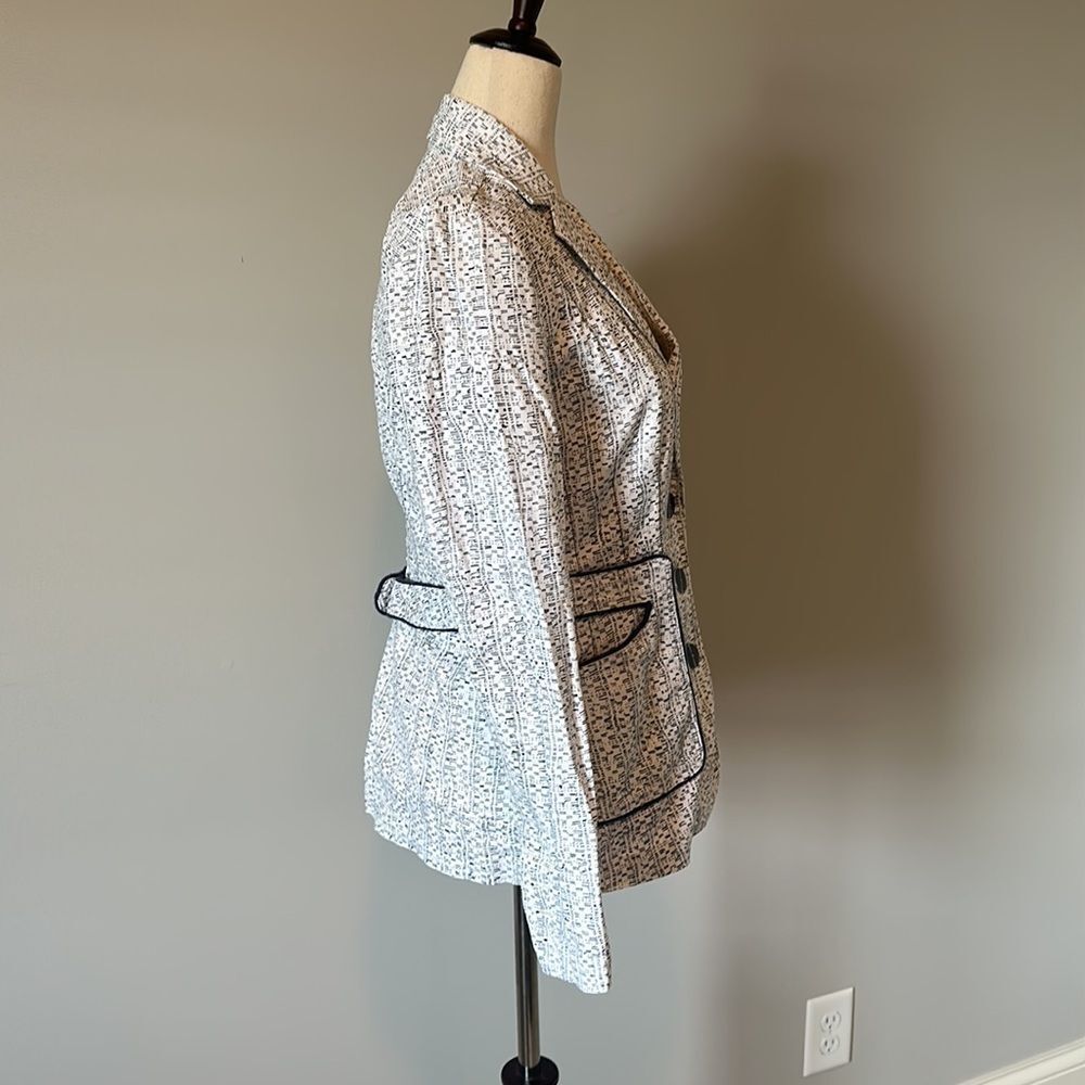 Cabi blazer sz 2 Carol Anderson white navy modern print - Picture 4 of 8